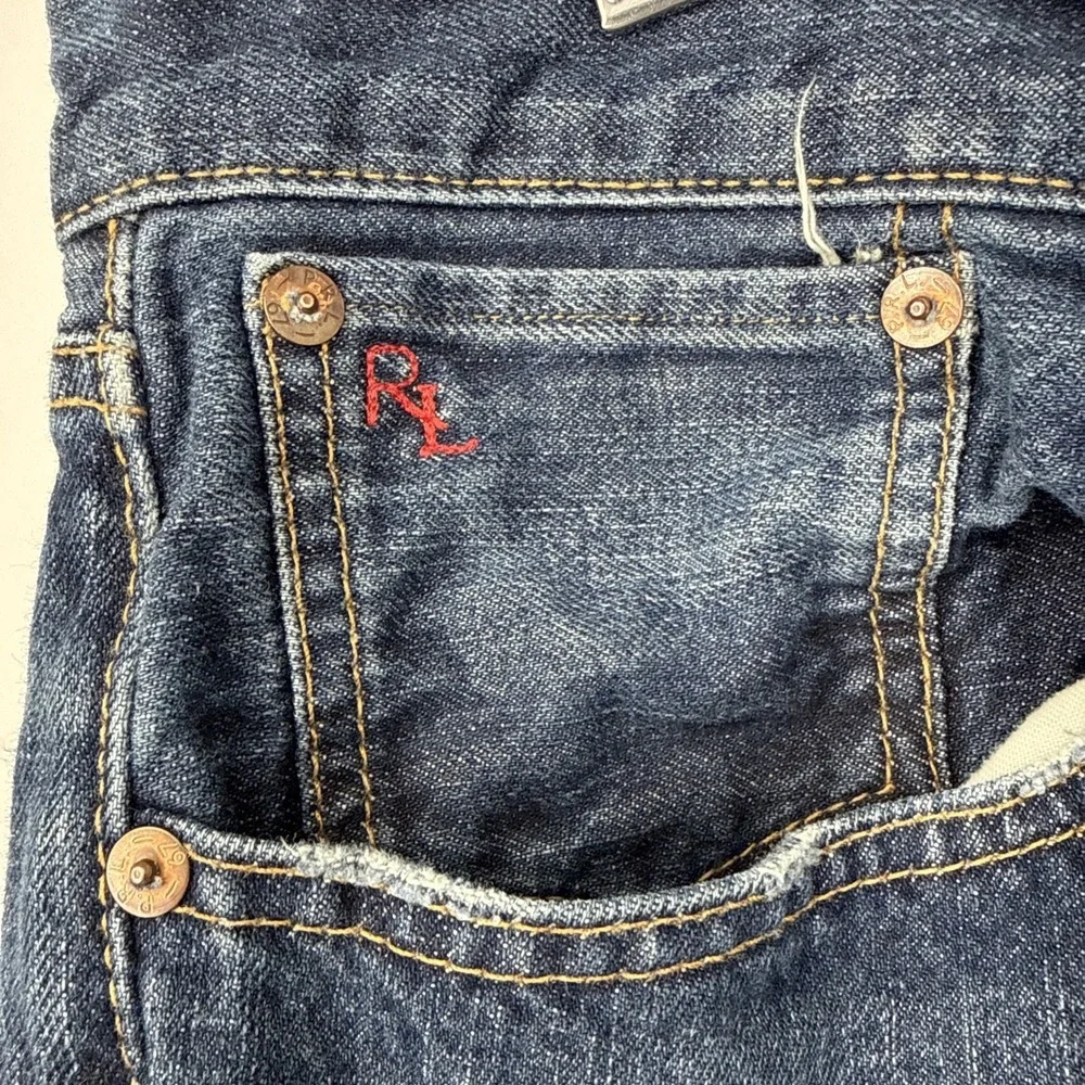 Polo Ralph Lauren Authentic Dungarees Denim Jeans Size 36/30 Workwear Dark Wash